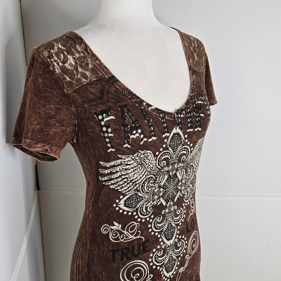 🎄 Daytrip Buckle EUC Faithful True Love lace stud tie dye Vintage top Small - Picture 16 of 16